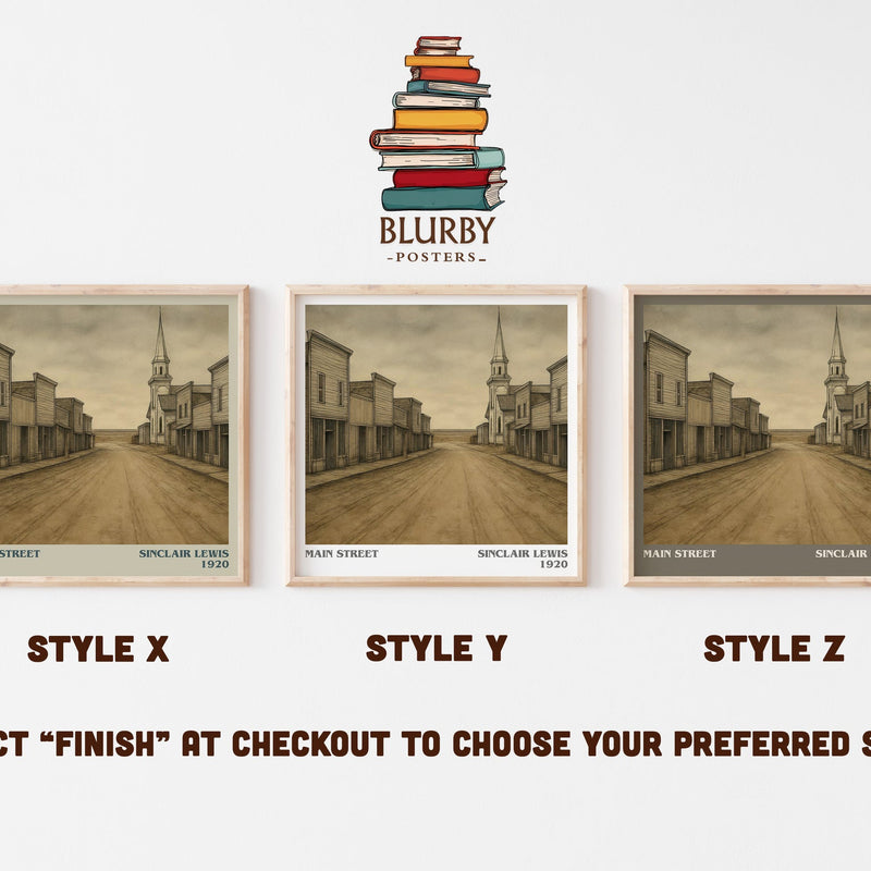 Main Street literary print in frame leaning in hallway – satire wall art