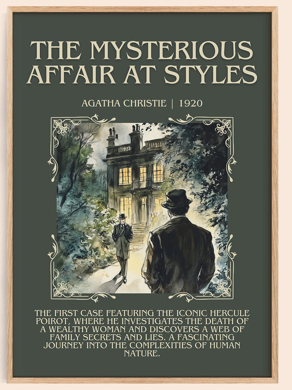 The Mysterious Affair At Styles minimalist book poster by Agatha Christie – framed literary art print
