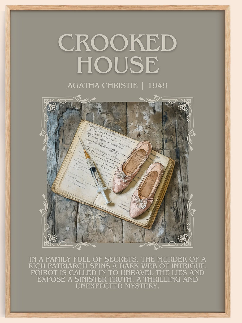 Crooked House minimalist book poster by Agatha Christie – framed literary art print