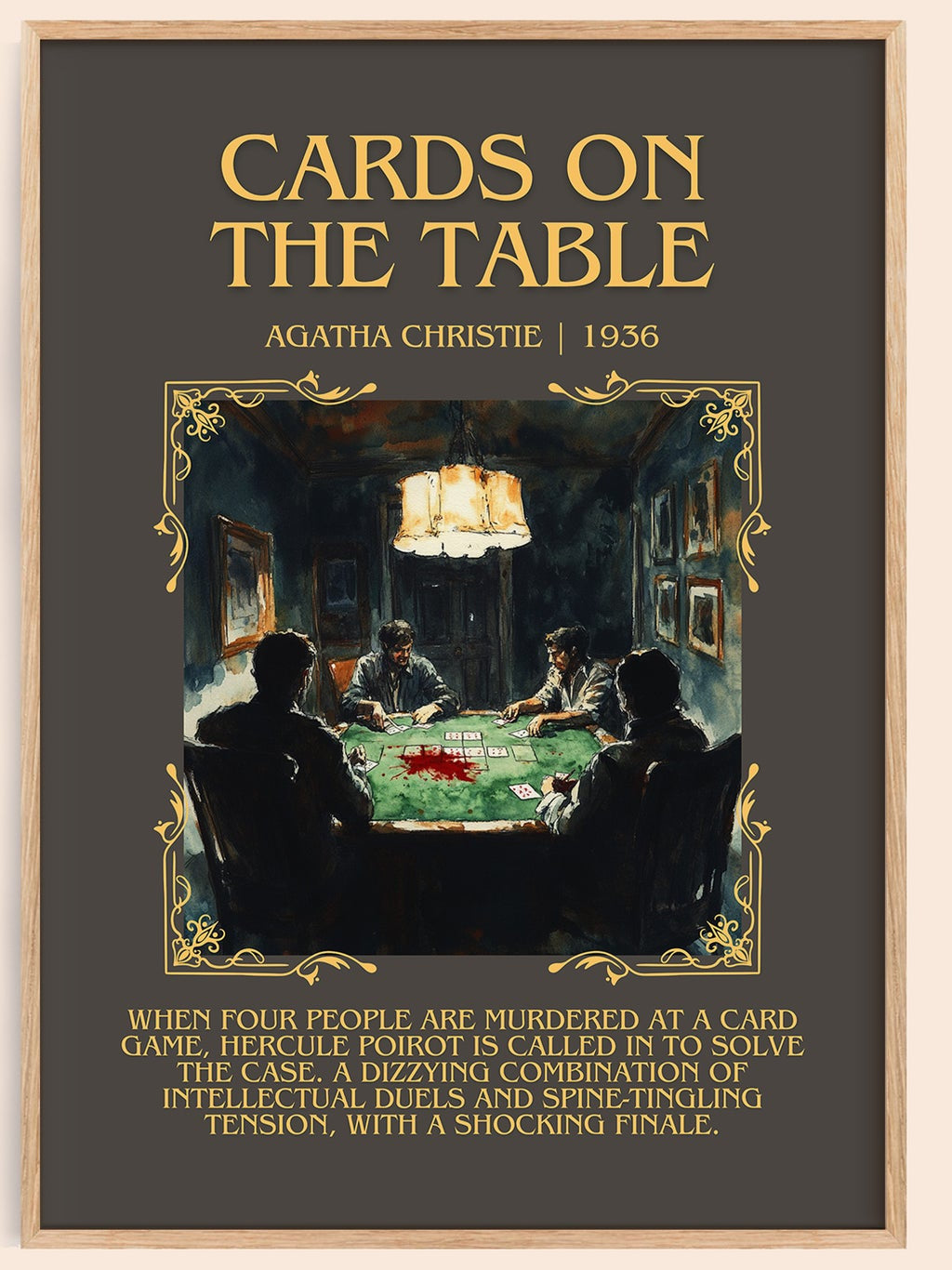 Cards on the Table minimalist book poster by Agatha Christie – framed literary art print