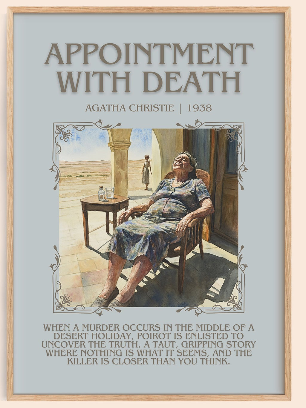 Appointment with Death minimalist book poster by Agatha Christie – framed literary art print