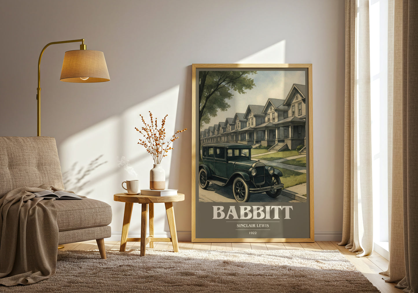 Babbitt book cover print on bookshelf – Sinclair Lewis fan gift