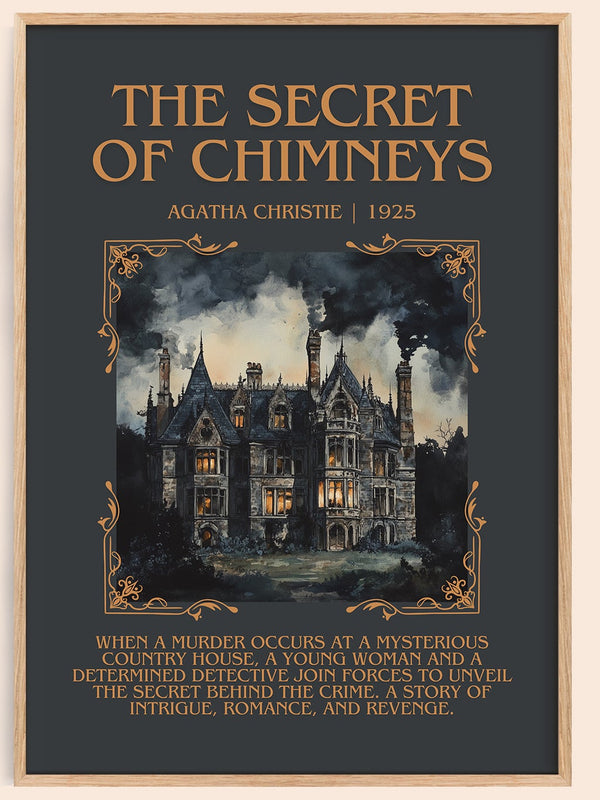 The Secret of Chimneys minimalist book poster by Agatha Christie – framed literary art print