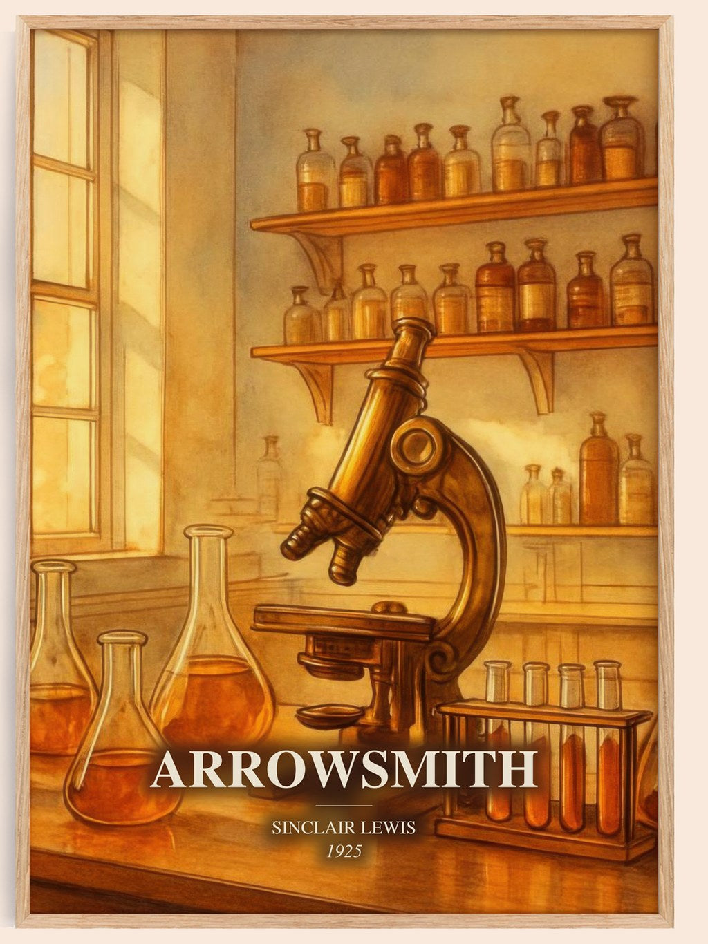 Arrowsmith watercolour book poster by Sinclair Lewis – framed literary art print