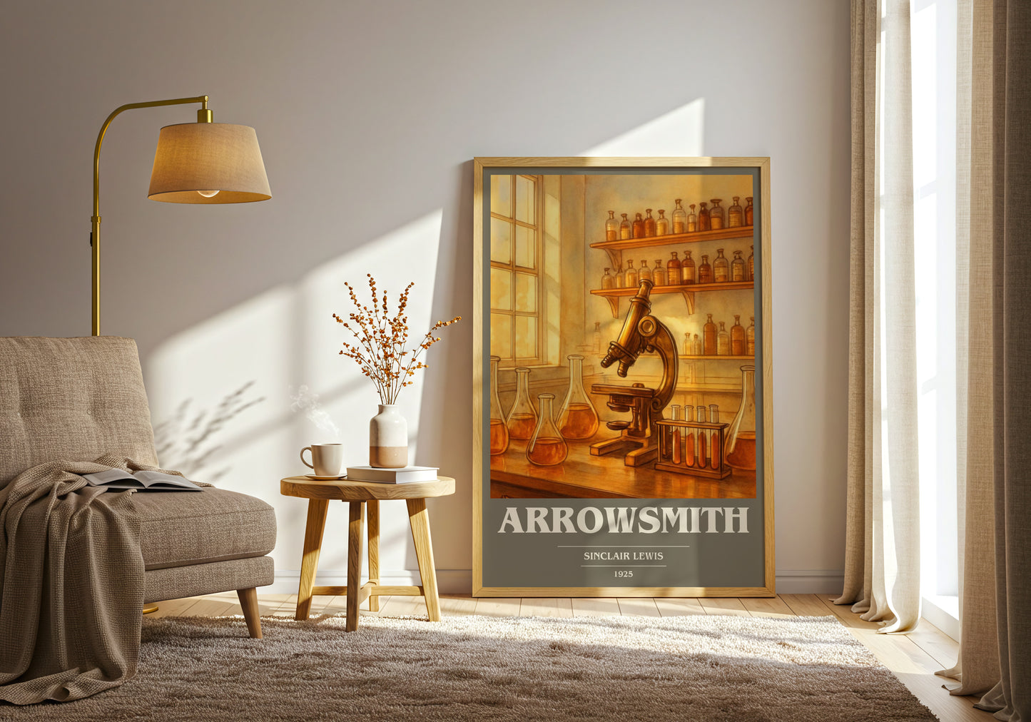 Arrowsmith book cover print on bookshelf – Sinclair Lewis fan gift