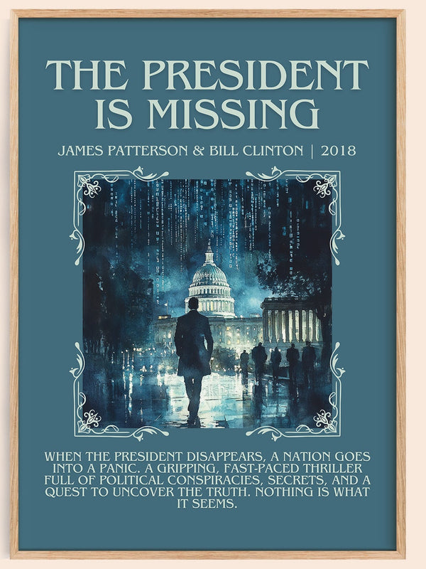 The President Is Missing minimalist book poster by James Patterson – framed literary art print