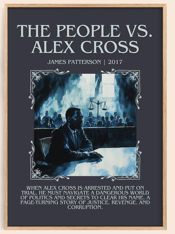 The People Vs. Alex Cross minimalist book poster by James Patterson – framed literary art print