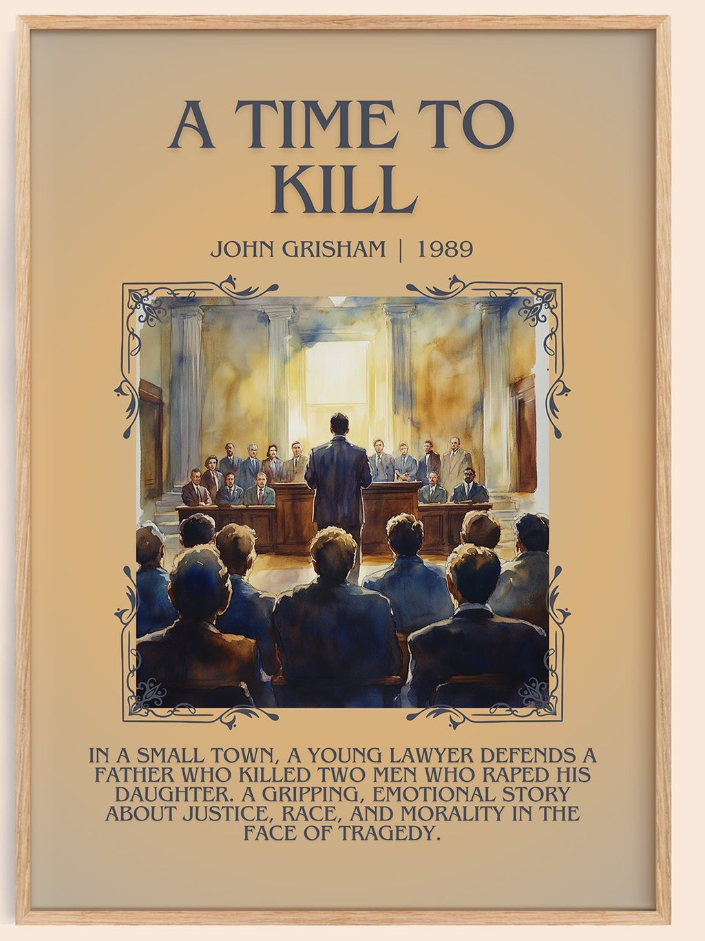 A Time to Kill minimalist book poster by John Grisham – framed literary art print