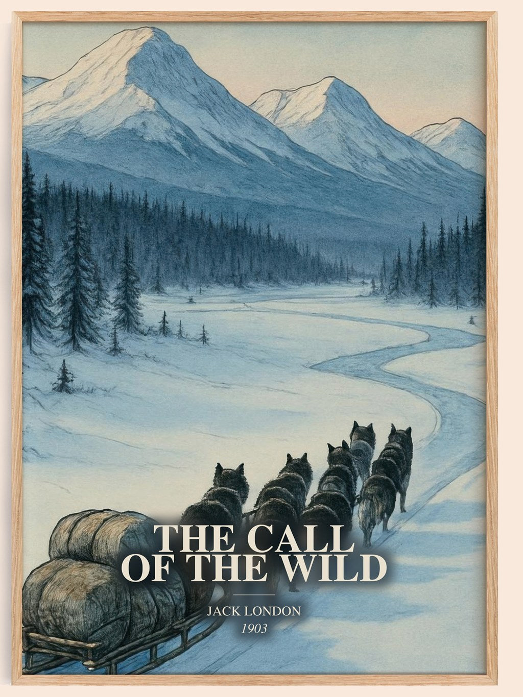 The Call Of The Wild watercolour book poster by Jack London – framed literary art print