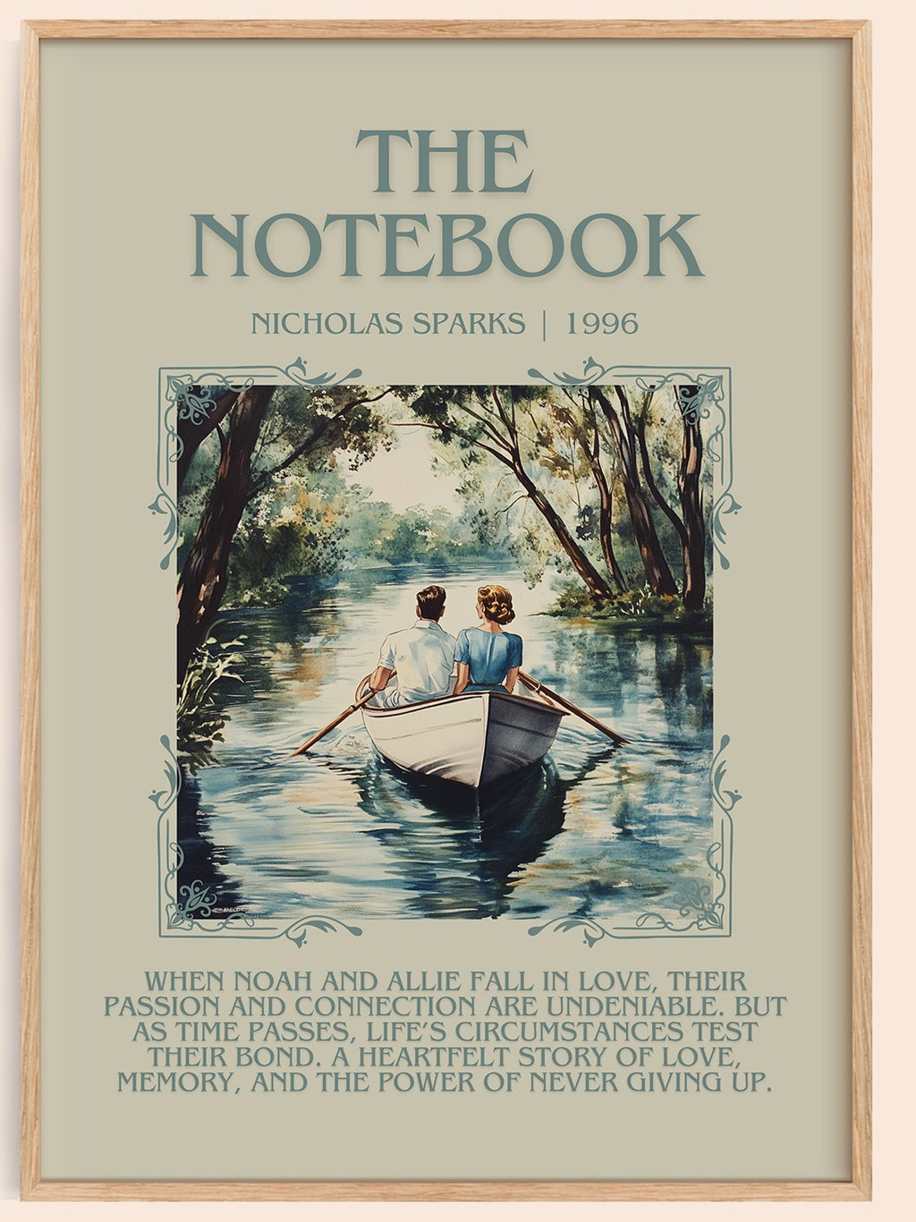 The Notebook minimalist book poster by Nicholas Sparks – framed literary art print