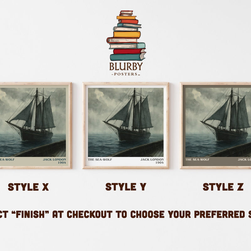 The Sea-Wolf literary print in frame leaning in hallway – adventure wall art