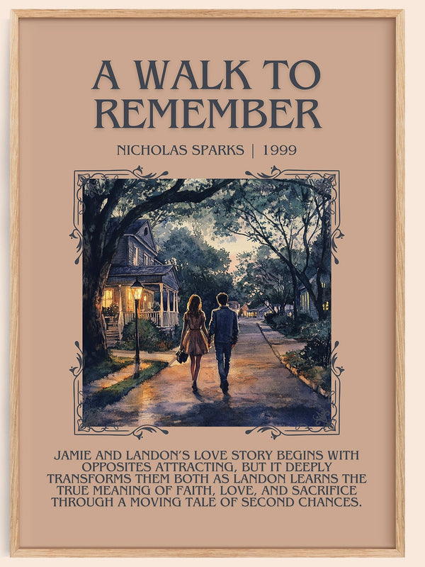 A Walk to Remember minimalist book poster by Nicholas Sparks – framed literary art print