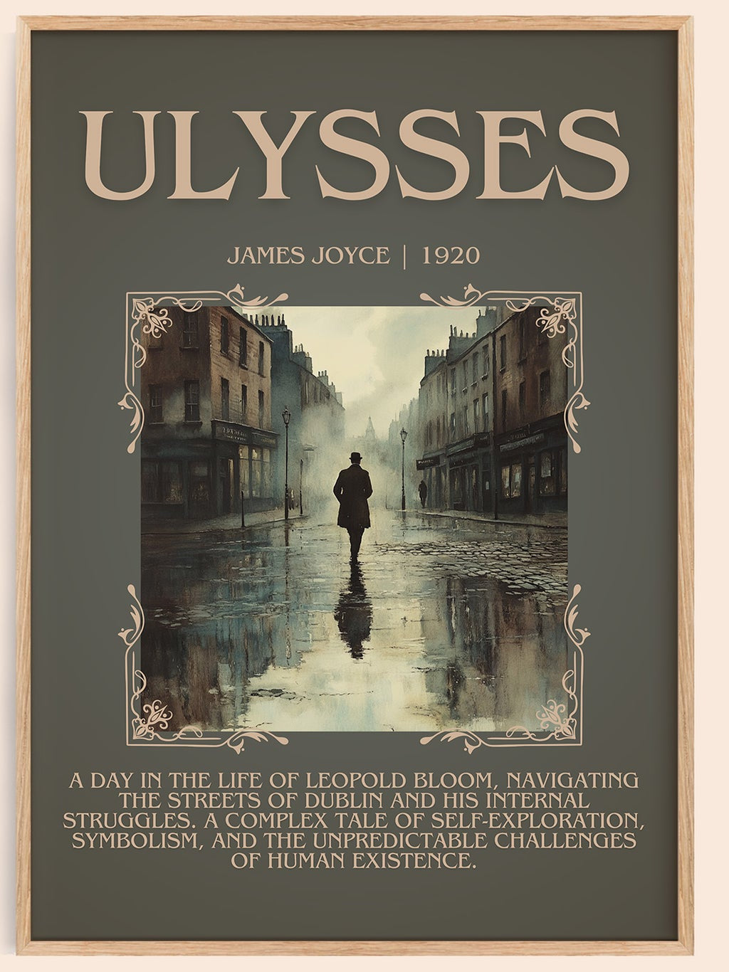 Ulysses minimalist book poster by James Joyce – framed literary art print