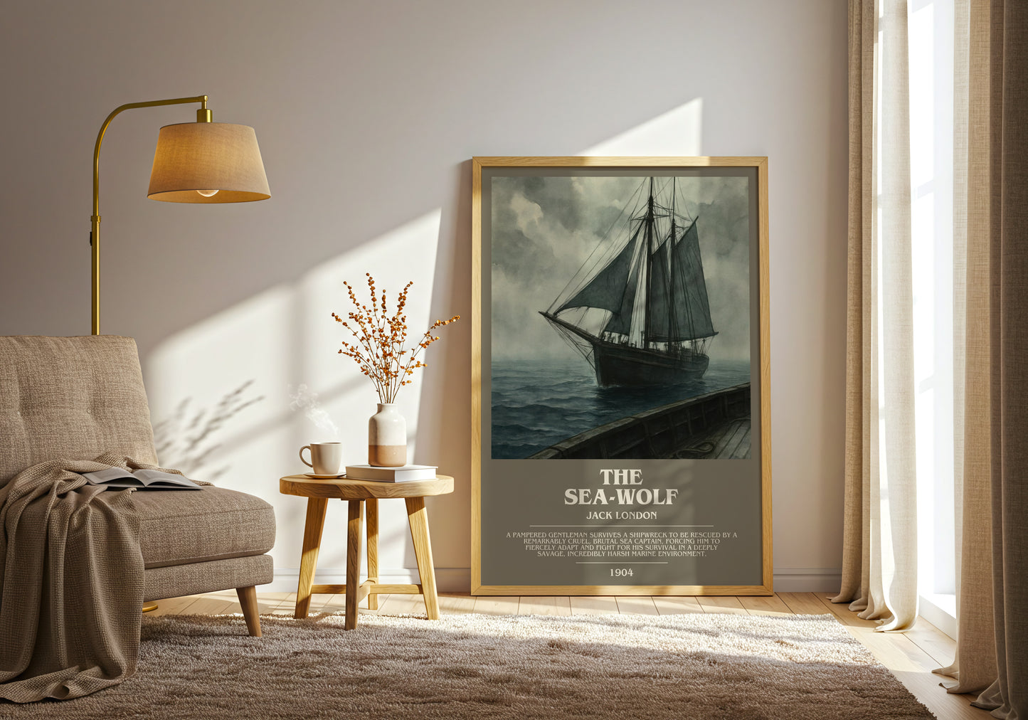 The Sea-Wolf bookish print on bookshelf – Jack London fan gift