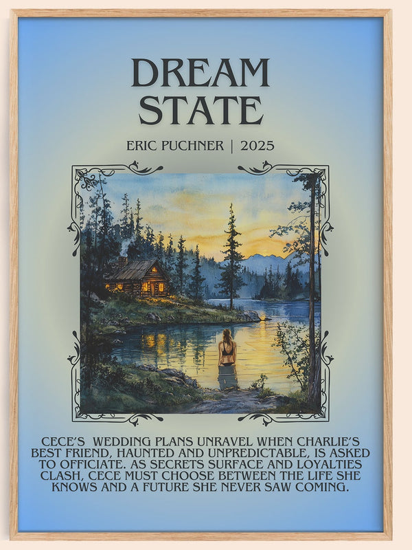 Dream State minimalist book poster by Eric Puchner – framed literary art print