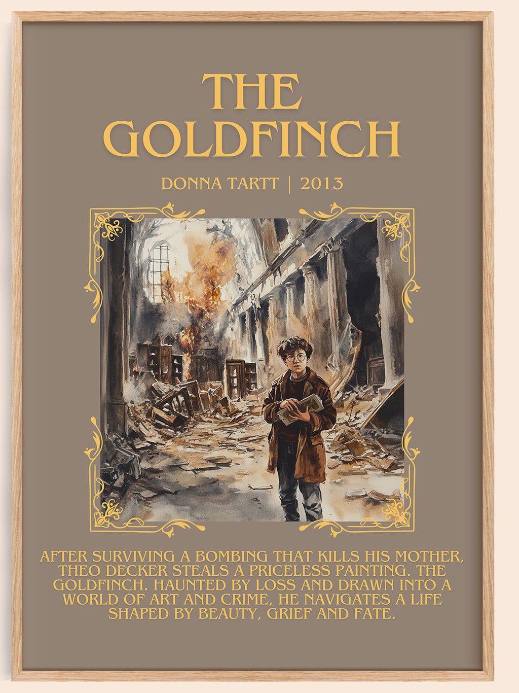 The Goldfinch minimalist book poster by Donna Tartt – framed literary art print