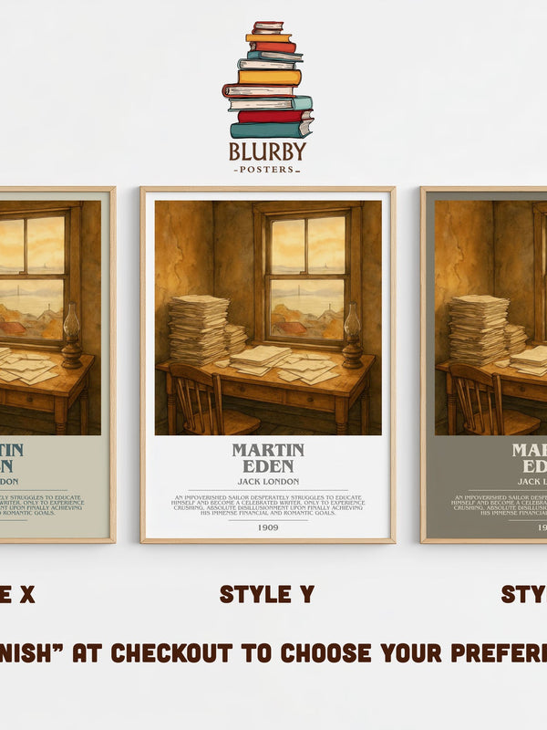 Martin Eden bookish print in frame leaning in hallway – classic literature wall art