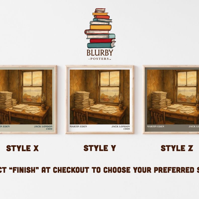 Martin Eden literary print in frame leaning in hallway – classic literature wall art
