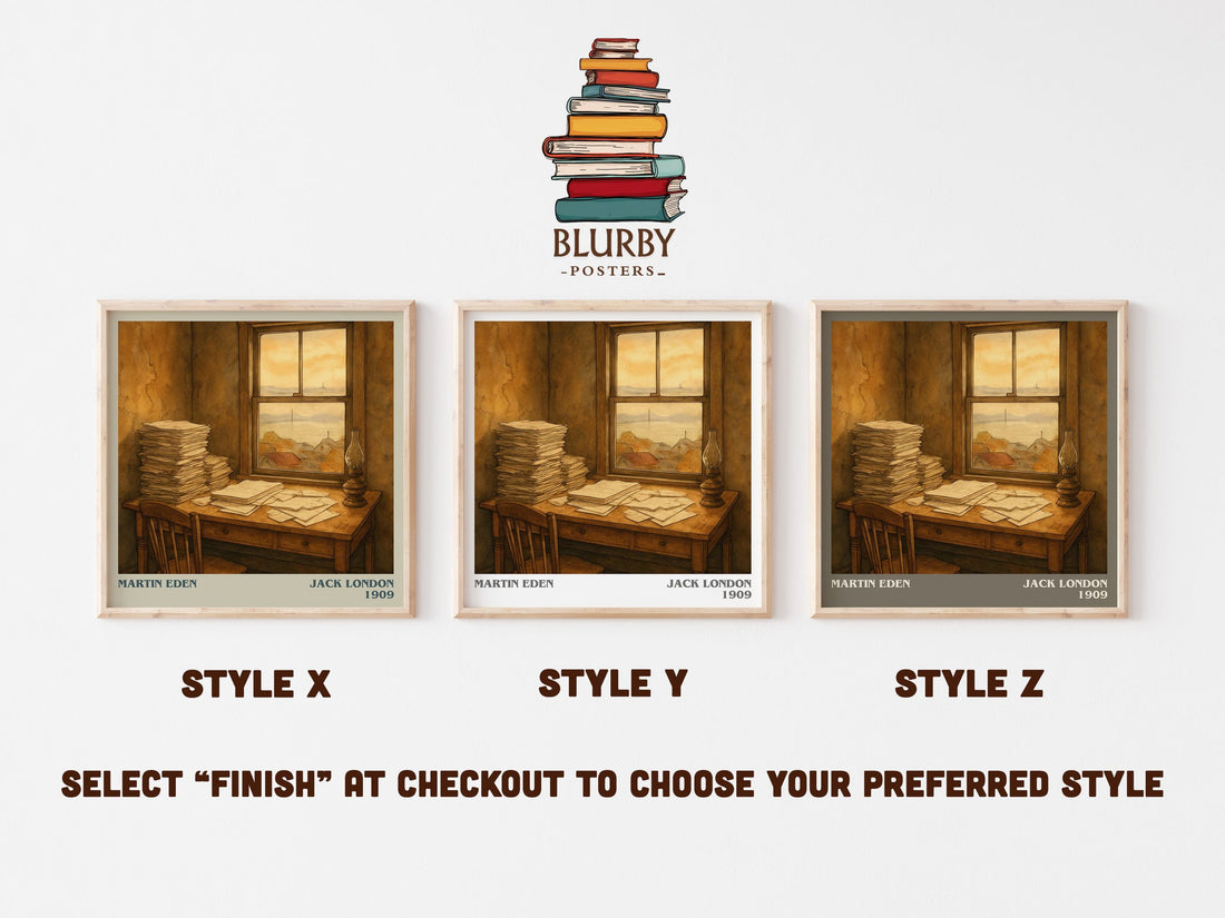 Martin Eden literary print in frame leaning in hallway – classic literature wall art (mockup)