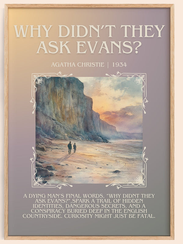 Why Didn't They Ask Evans? minimalist book poster by Agatha Christie – framed literary art print