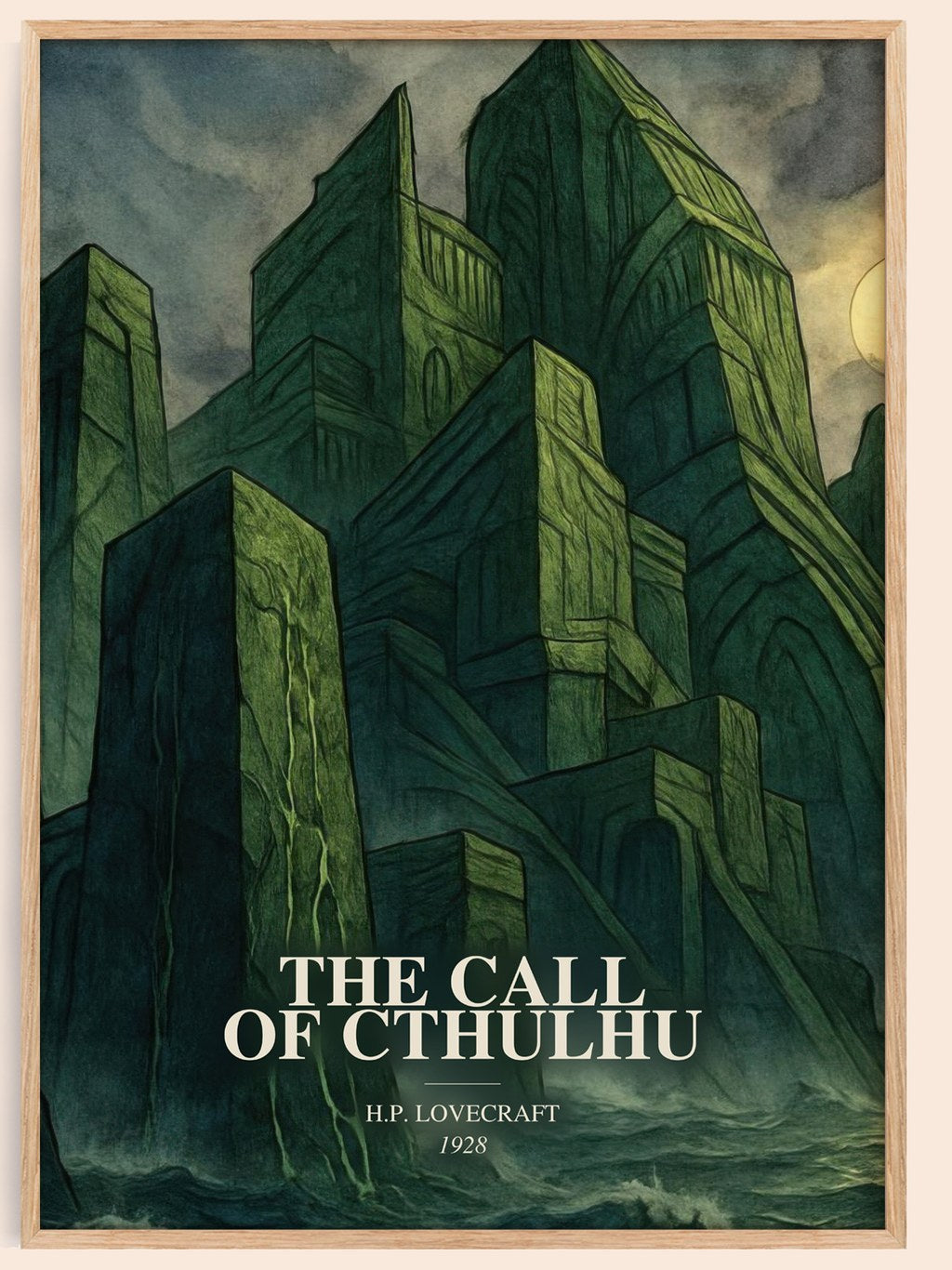 The Call Of Cthulhu watercolour book poster by H.P. Lovecraft – framed literary art print