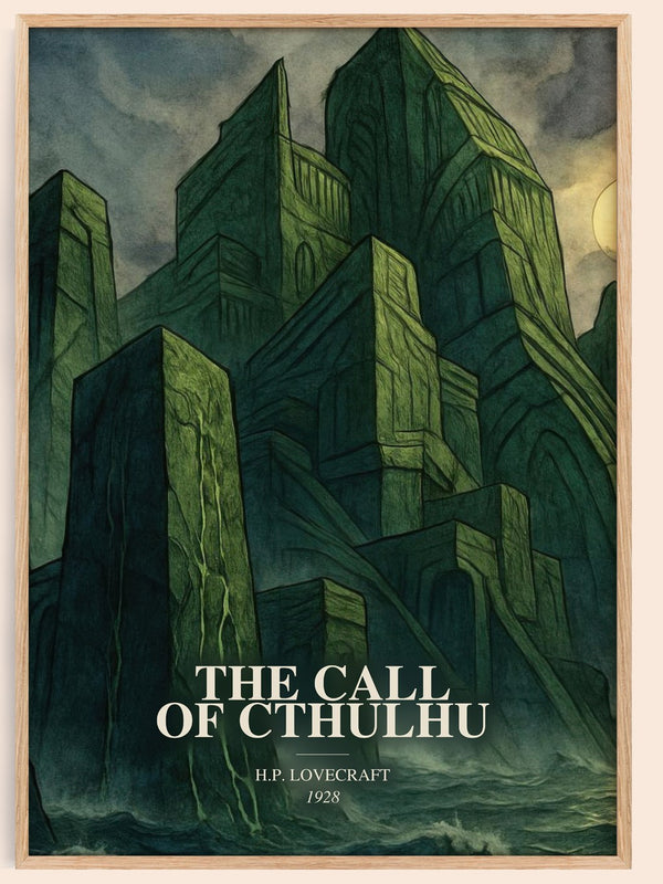 The Call Of Cthulhu watercolour book poster by H.P. Lovecraft – framed literary art print