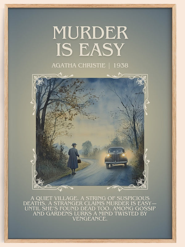 Murder Is Easy minimalist book poster by Agatha Christie – framed literary art print