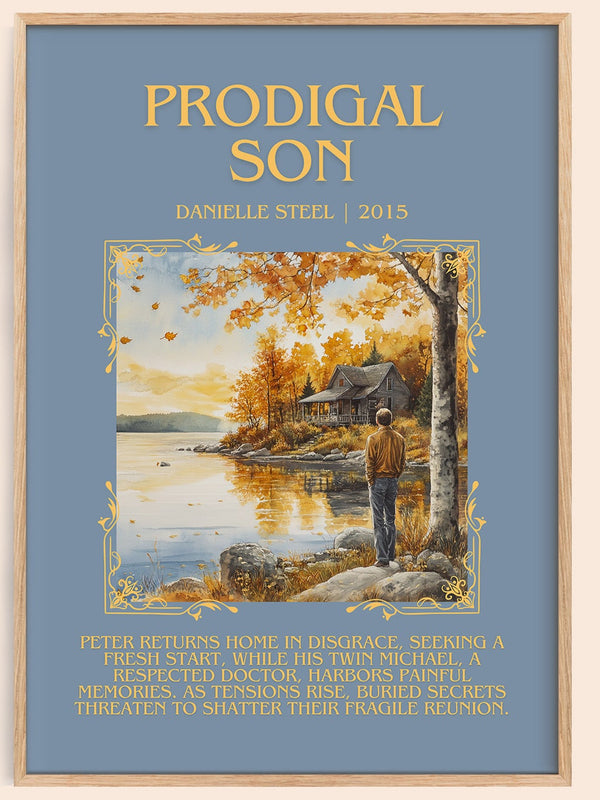 Prodigal Son minimalist book poster by Danielle Steel – framed literary art print
