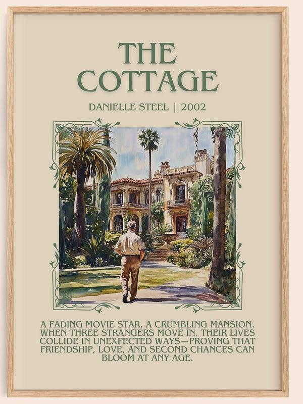 The Cottage minimalist book poster by Danielle Steel – framed literary art print