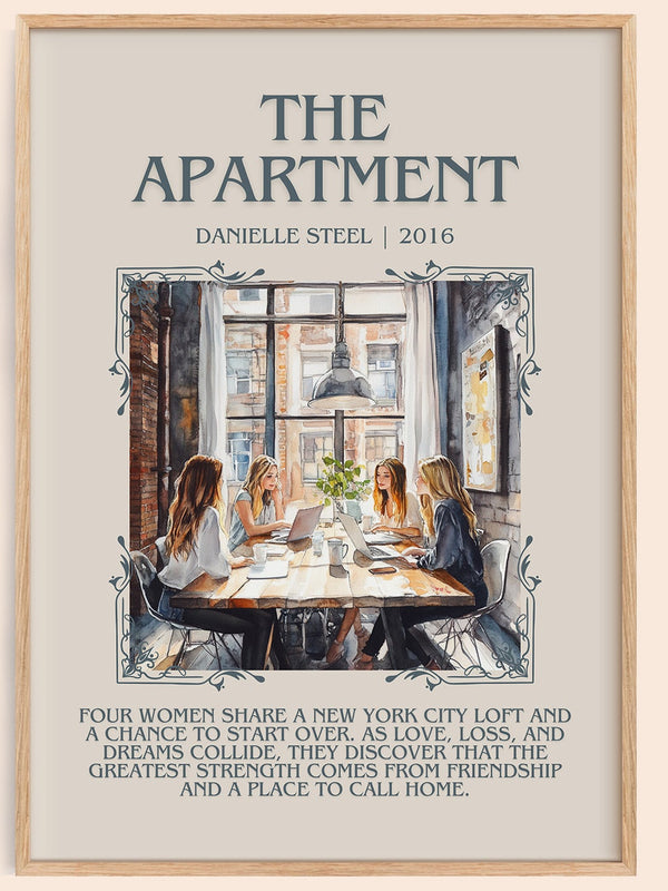 The Apartment minimalist book poster by Danielle Steel – framed literary art print