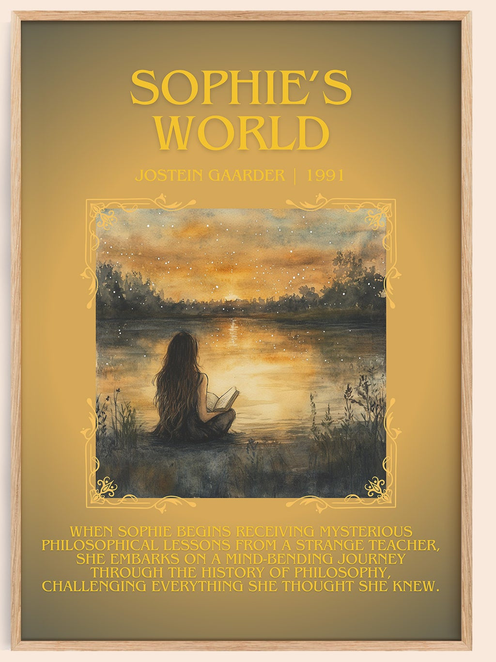 Sophie's World minimalist book poster by Jostein Gaarder – framed literary art print