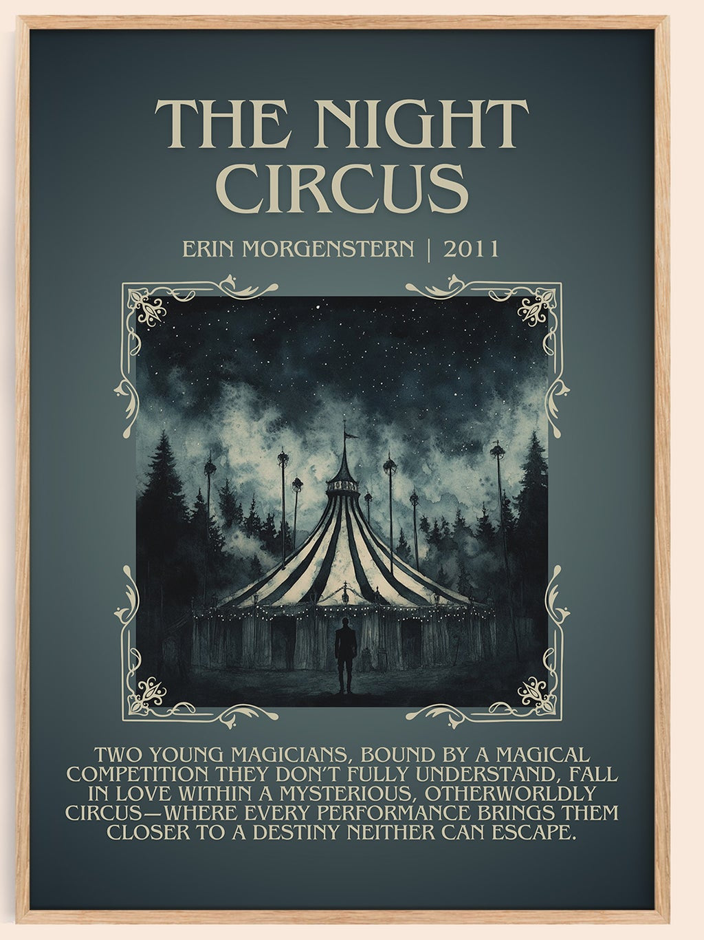 The Night Circus minimalist book poster by Erin Morgenstern – framed literary art print