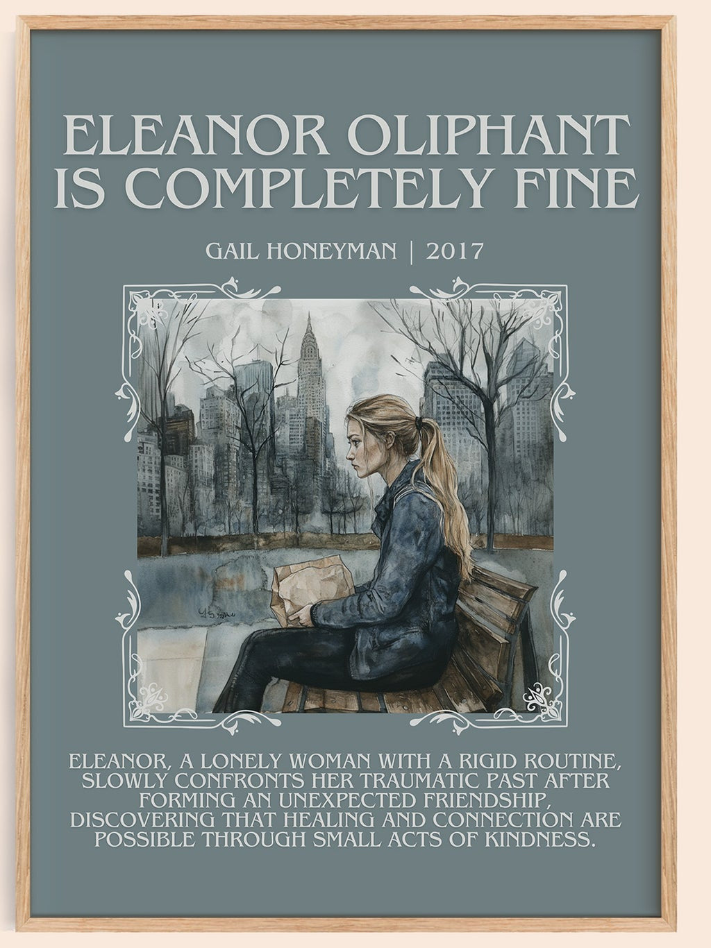 Eleanor Oliphant Is Completely Fine minimalist book poster by Gail Honeyman – framed literary art print