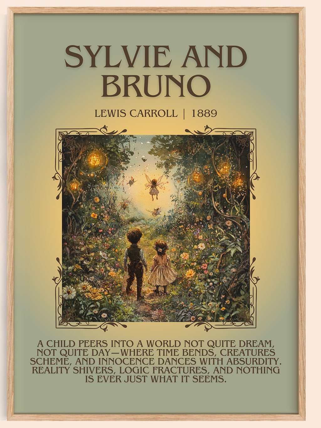 Sylvie and Bruno minimalist book poster by Lewis Carroll – framed literary art print