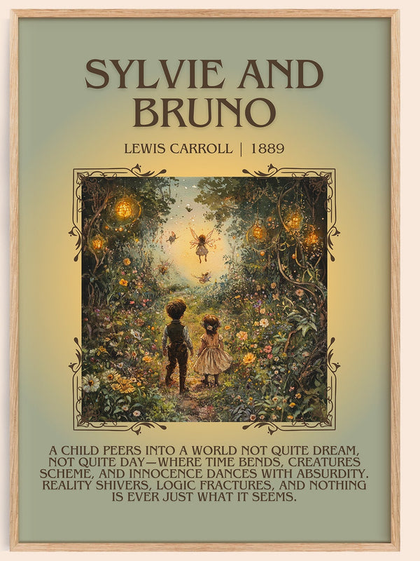 Sylvie and Bruno minimalist book poster by Lewis Carroll – framed literary art print