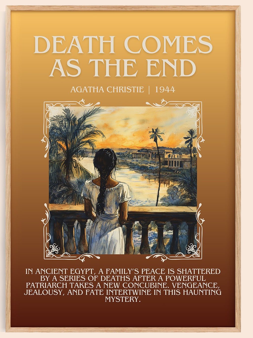 Death Comes as the End minimalist book poster by Agatha Christie – framed literary art print