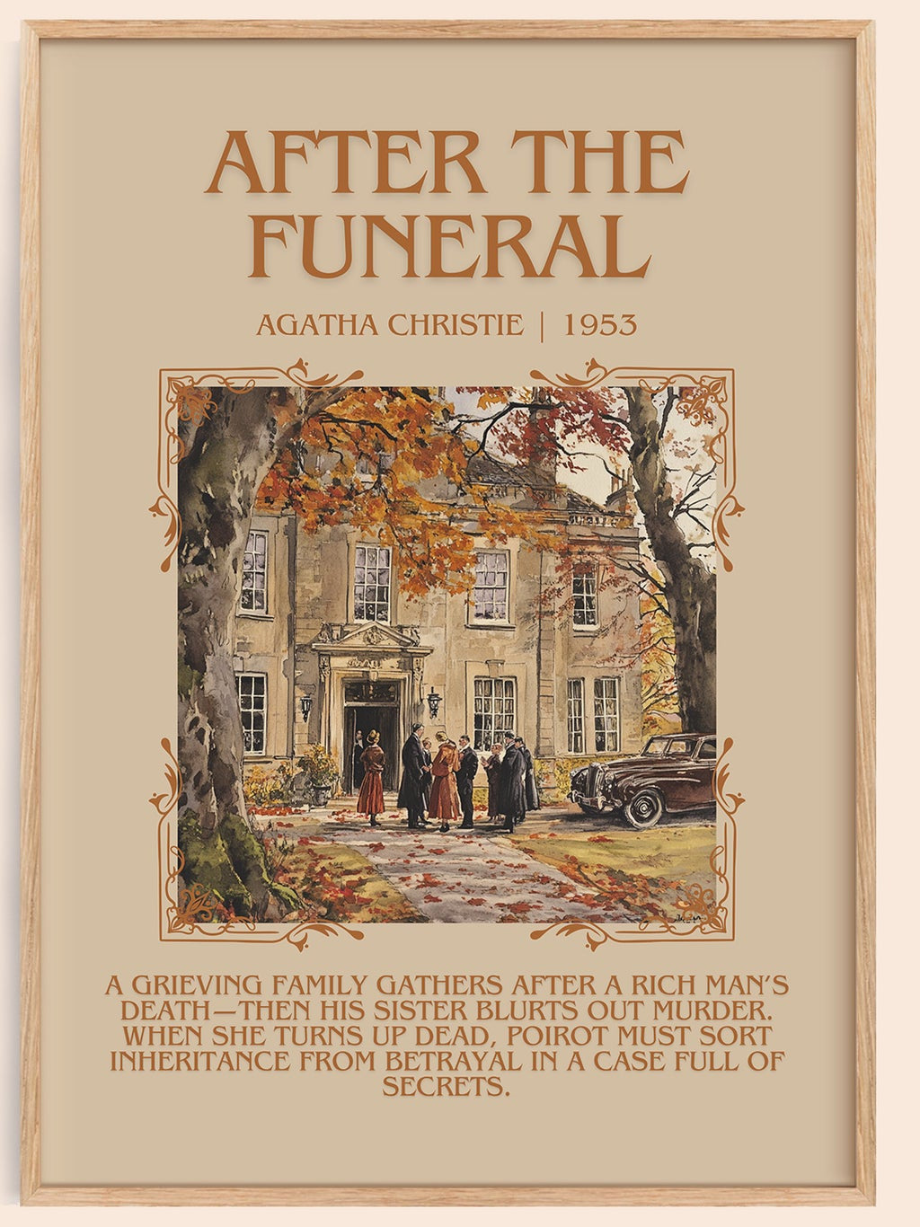 After the Funeral minimalist book poster by Agatha Christie – framed literary art print