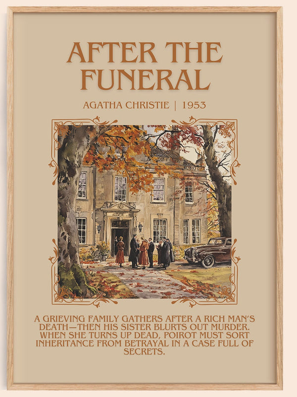 After the Funeral minimalist book poster by Agatha Christie – framed literary art print