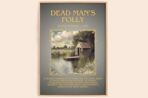 Dead Man's Folly minimalist book poster by Agatha Christie – framed literary art print