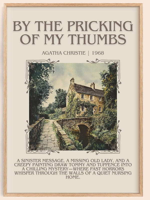 By the Pricking of My Thumbs minimalist book poster by Agatha Christie – framed literary art print