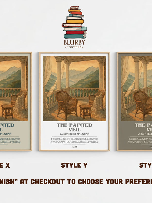 The Painted Veil bookish print in frame leaning in hallway – literary fiction wall art