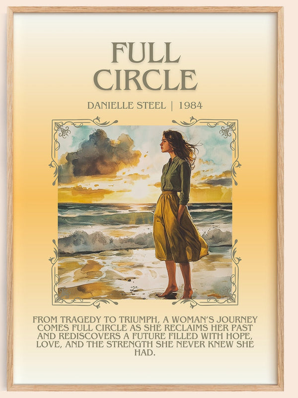 Full Circle minimalist book poster by Danielle Steel – framed literary art print
