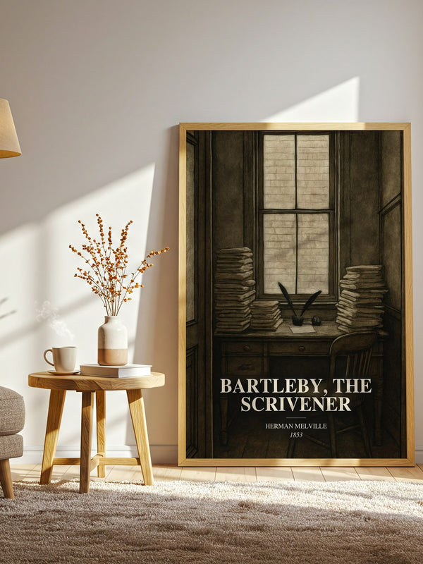 Bartleby, The Scrivener watercolour print in frame leaning in hallway – literary wall art