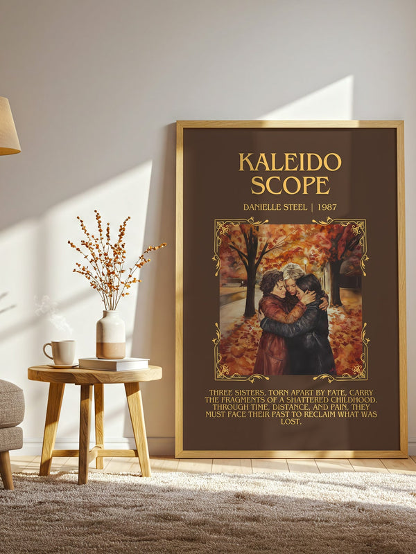 Kaleidoscope minimalist print in frame leaning in hallway – romance wall art