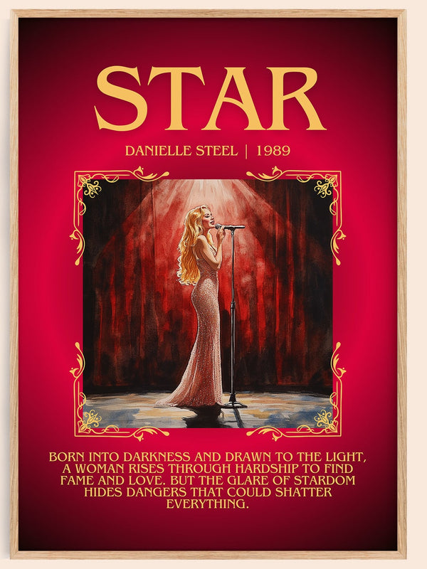 Star minimalist book poster by Danielle Steel – framed literary art print