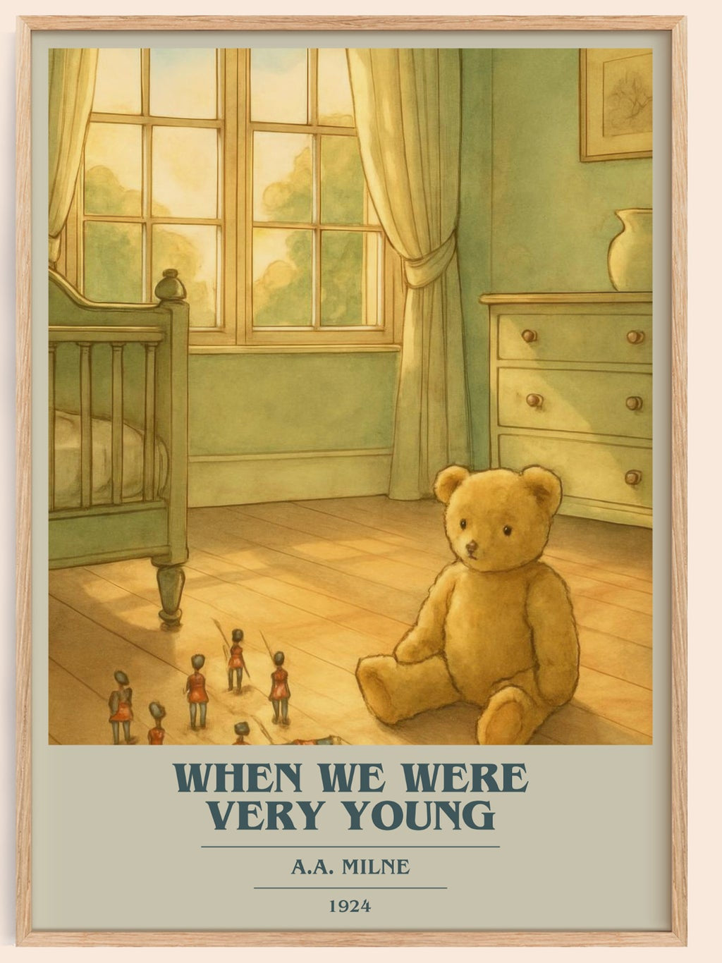 When We Were Very Young book cover book poster by A.A. Milne – framed literary art print