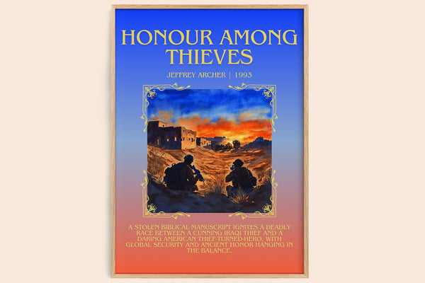 Honour Among Thieves minimalist book poster by Jeffrey Archer – framed literary art print