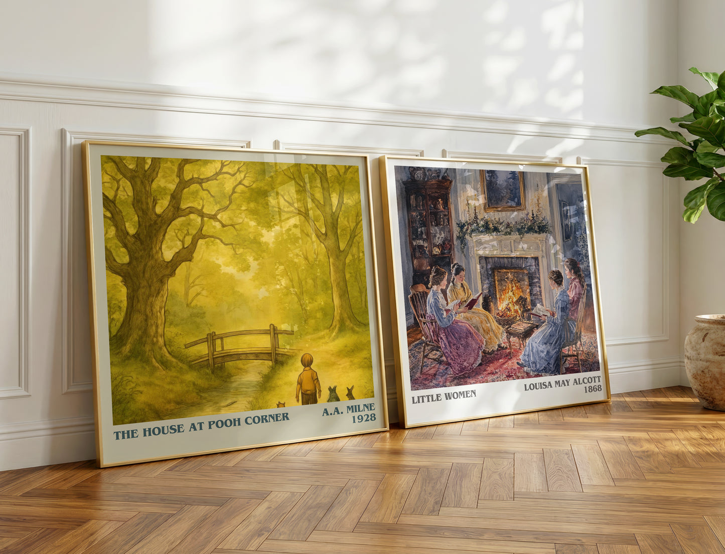 The House At Pooh Corner literary print on bookshelf – A.A. Milne fan gift