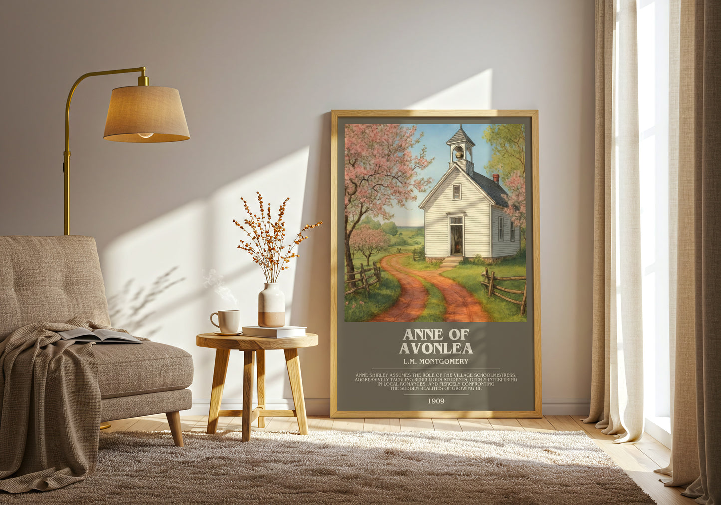 Anne Of Avonlea bookish print on bookshelf – L.M. Montgomery fan gift