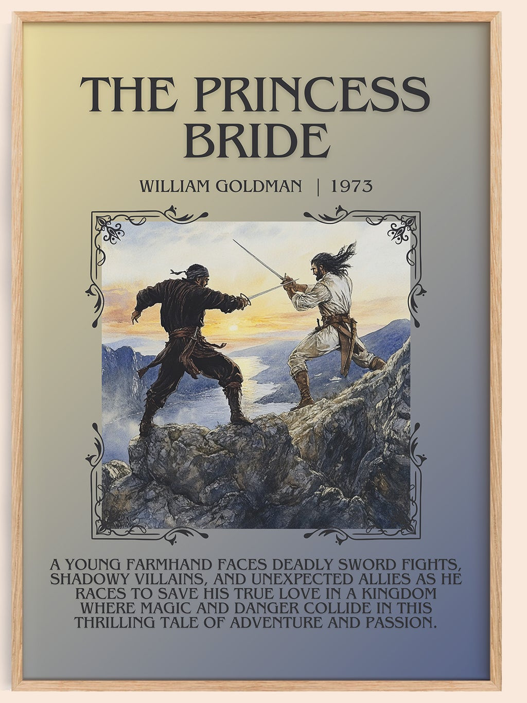 The Princess Bride minimalist book poster by William Goldman – framed literary art print